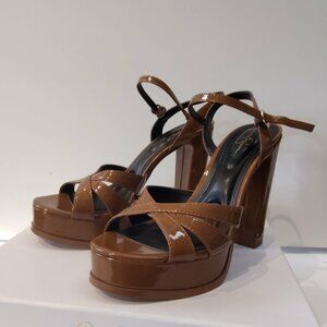 Jessica Simpson 'Giddings' Platform, 4.7" heel sandal, Carmel patent sz 8